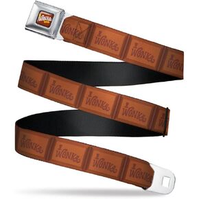 Movies Belt, Seatbelt Buckle Belt, Willy Wonka and the Chocolate Factory Wonka Chocolate Bar, Adjustable