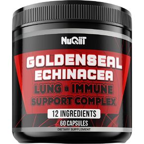 1000mg Goldenseal Root Capsule with Echinacea, Panax Ginseng Root, Immune Support Complex as Elderberry, Garlic Bulb - 60 Capsules - Digestive Health, Body Balance & More - Goldenseal Root Powder