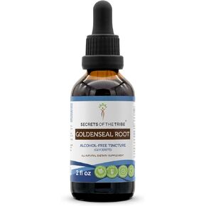 Secrets of the Tribe Goldenseal Root Tincture Alcohol-Free Extract, High-Potency Herbal Drops, Tincture Made from Responsibly farmed Goldenseal Hydrastis Canadensis Healthy Digestion 2 oz