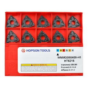 Hopson Tools Carbide Turning Inserts WNMG 431 PF / WNMG080404 for Finishing Cutting Steel, Wnmg Insert for CNC Lathe Turning Tools, 10 PCS