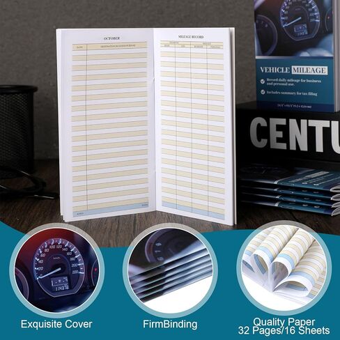 Motiskyy 6 Pcs Vehicle Mileage Log Book for Car Afr10w Auto Mileage Expense Record Notebook Mileage Tracker Vehicle Expense Journal Business Bookkeeping for Driving, 6.3 x 3.3 Inch 32 Pages Each in Kuwait