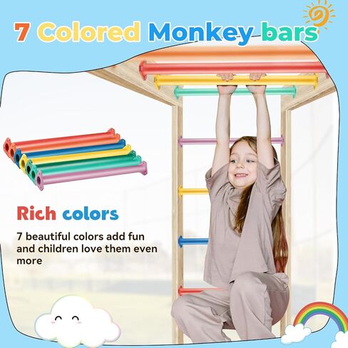 JPOIP 16.5 Inch 7 Colors Steel Monkey Bars Ladder Rungs Set for Backyards Playground and Children Indoor and Outdoor Climbing Kit (7 Pack) in Saudi Arabia