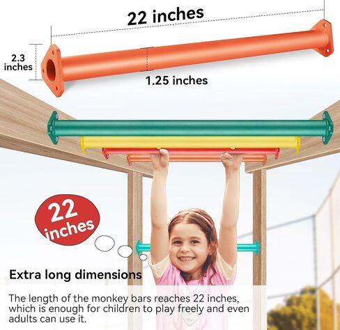 JPOIP 16.5 Inch 7 Colors Steel Monkey Bars Ladder Rungs Set for Backyards Playground and Children Indoor and Outdoor Climbing Kit (7 Pack) in Saudi Arabia