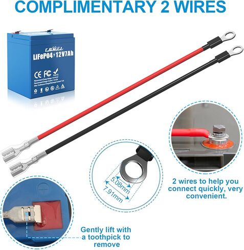 بطارية ليثيوم 12 فولت 7 أمبير LiFePO4 ذات دورة عميقة، صغيرة وخفيفة الوزن مع BMS مدمج، عمر 10 سنوات، أكثر من 4000 دورة، بطارية قابلة للشحن لعجلات الطاقة، الطاقة الشمسية، مكتشف الأسماك، ألعاب الركوب، البحرية in Kuwait