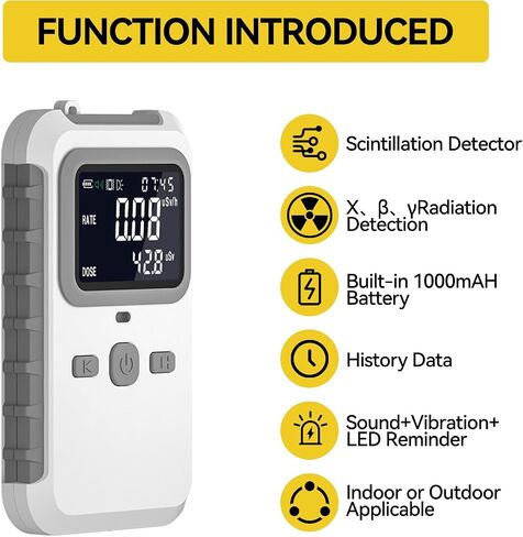 Nuclear Radiation Detector - Radiation Dosimeter with LCD Display, Stylish and Lightweight Beta Gamma X-ray Rechargeable Radiation Monitor Meter，You Can Use Anywhere in Saudi Arabia
