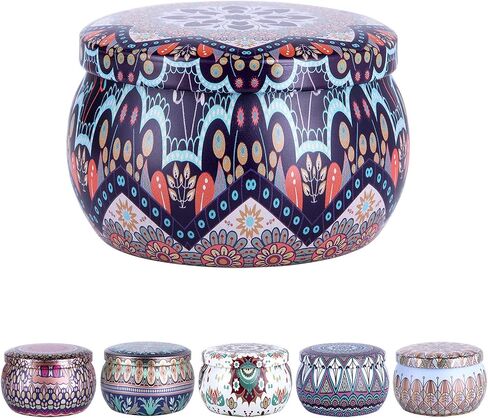 TOKSEO Candle Tin Cans 24 Pieces, 4 oz, 2 Patterns Metal Round Containers for DIY Candles, Arts & Crafts, Storage, Holiday Gifts in Saudi Arabia