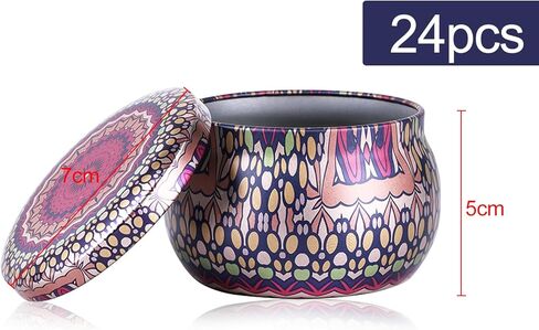 علب الشموع من TOKSEO 24 قطعة، 118 مل، 2 نمط من الحاويات المعدنية المستديرة للشموع التي تصنعها بنفسك، والفنون والحرف اليدوية، والتخزين، وهدايا العطلات in Kuwait