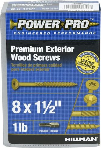 Power Pro 48595 Wood Screws, #8 x 1-1/2", Premium Outdoor Deck Screws, Rust Resistant, Epoxy Coated Bronze, 1lb Box, 203 pcs in Saudi Arabia