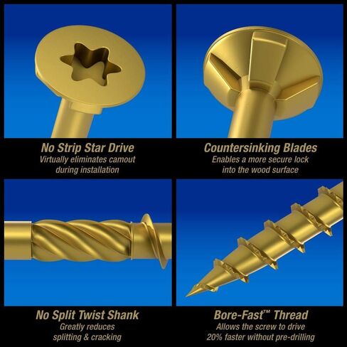 Power Pro 48595 Wood Screws, #8 x 1-1/2", Premium Outdoor Deck Screws, Rust Resistant, Epoxy Coated Bronze, 1lb Box, 203 pcs in Saudi Arabia