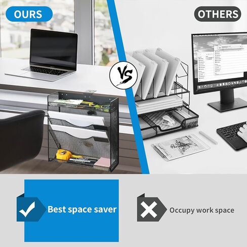 FIROK 4 Tier Under Desk File Holders, Clamp on Desk Side Drawer Organizer Storage, No Drilling Document Shelf Organizer for Home,Office supplies… in Saudi Arabia
