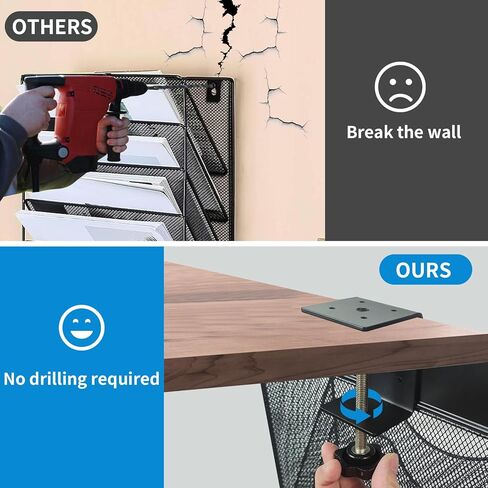 FIROK 4 طبقات حامل ملفات تحت المكتب، مشبك على منظم أدراج جانبية للمكتب، منظم رف مستندات بدون حفر للمنزل، لوازم المكتب... in Kuwait