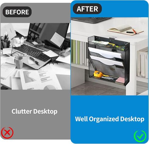 FIROK 4 طبقات حامل ملفات تحت المكتب، مشبك على منظم أدراج جانبية للمكتب، منظم رف مستندات بدون حفر للمنزل، لوازم المكتب... in Kuwait