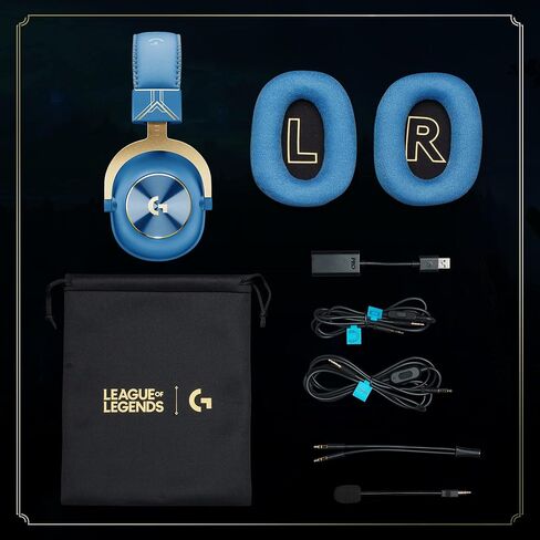 سماعة الألعاب Logitech G PRO X - Blue VO!CE، ميكروفون قابل للفصل، وسادات أذن مريحة من إسفنج الذاكرة، سماعات رأس DTS 7.1 و50 مم PRO G، إصدار League of Legends الرسمي (متجدد) in Saudi Arabia