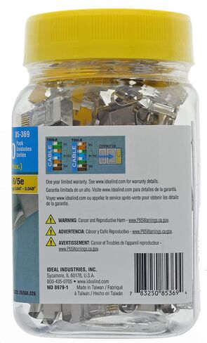 Ideal Industries INC. 85-368 Shielded Feed-Thru Modular Plug Connector, Cable Connector for CAT6A/6/5e Shielded Cables, (25 Connectors) in Kuwait