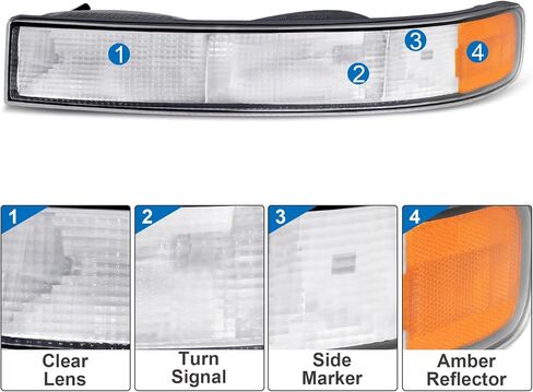 Pair of OE Style Front Bumper Parking/Turn Signal Lights Compatible with 2003-2022 Chevy Express|GMC Savana 1500 2500 3500 Driver Side and Passenger Side in Kuwait