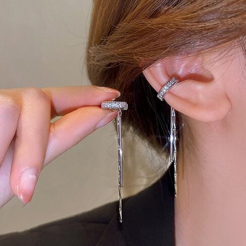 Ear Cuffs Non-Piercing Cuff Ear Rhinestone Ear Cuff Earrings Sparkling Hoop Earrings Lightweight Clip on Cartilage Earrings for Women Girls in Saudi Arabia