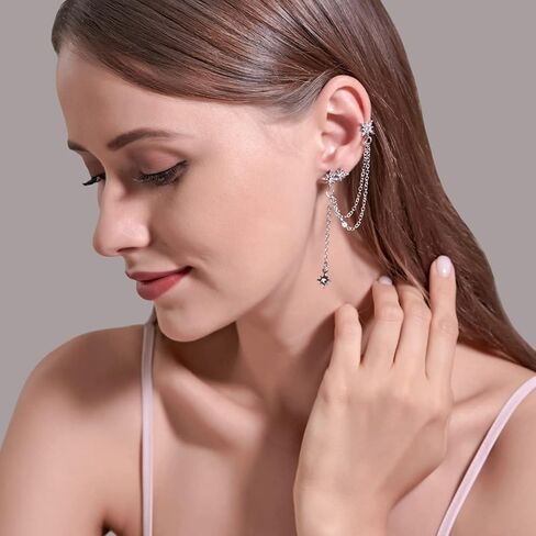 Ear Cuffs Non-Piercing Cuff Ear Rhinestone Ear Cuff Earrings Sparkling Hoop Earrings Lightweight Clip on Cartilage Earrings for Women Girls in Saudi Arabia