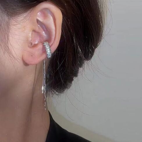 Ear Cuffs Non-Piercing Cuff Ear Rhinestone Ear Cuff Earrings Sparkling Hoop Earrings Lightweight Clip on Cartilage Earrings for Women Girls in Saudi Arabia