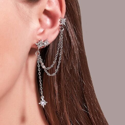 Ear Cuffs Non-Piercing Cuff Ear Rhinestone Ear Cuff Earrings Sparkling Hoop Earrings Lightweight Clip on Cartilage Earrings for Women Girls in Saudi Arabia