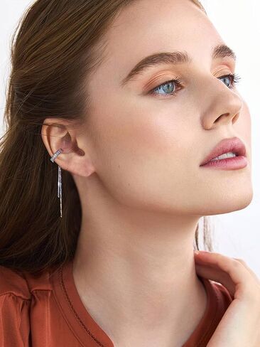 Ear Cuffs Non-Piercing Cuff Ear Rhinestone Ear Cuff Earrings Sparkling Hoop Earrings Lightweight Clip on Cartilage Earrings for Women Girls in Saudi Arabia