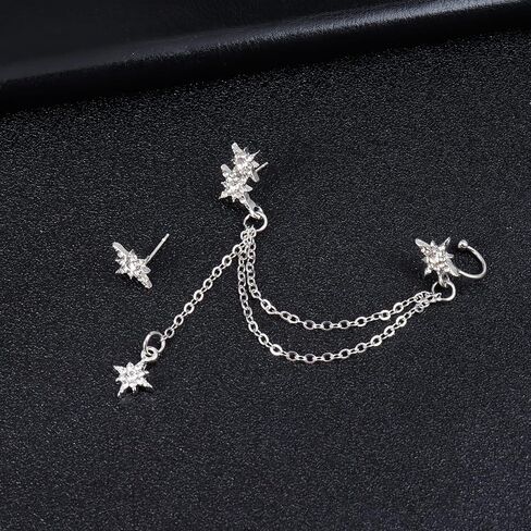 Ear Cuffs Non-Piercing Cuff Ear Rhinestone Ear Cuff Earrings Sparkling Hoop Earrings Lightweight Clip on Cartilage Earrings for Women Girls in Saudi Arabia