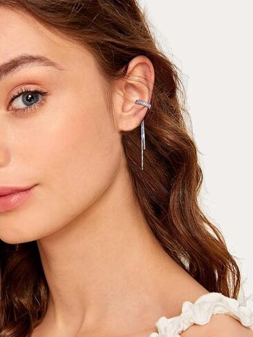 Ear Cuffs Non-Piercing Cuff Ear Rhinestone Ear Cuff Earrings Sparkling Hoop Earrings Lightweight Clip on Cartilage Earrings for Women Girls in Saudi Arabia