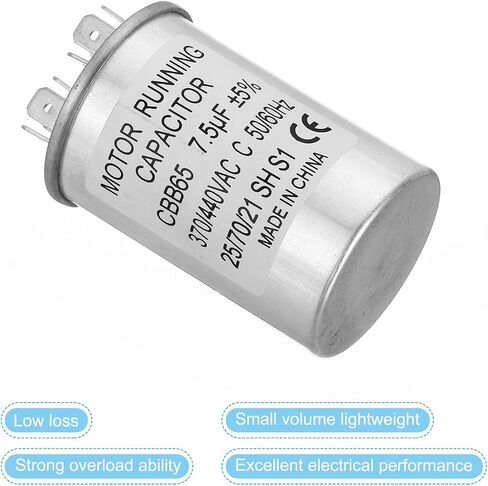 PATIKIL 7.5 فائق التوهج ± 5% 7.5MDF 370/440V AC مكثف بدء تشغيل المروحة، CBB65 مكثف تشغيل دائري لمحرك التيار المتردد لتشغيل مكيف الهواء، مكثف مضخة حرارية باردة مستقيم in Kuwait