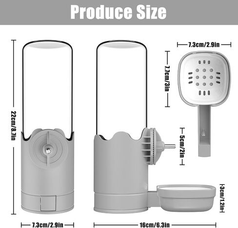TOKAYIFE Pet Water Bottle for Cage Crate 17oz Rabbit Water Bottles Non-Drip Automatic Kettle Small Animal Water Bottle for Bunny Chinchilla Hedgehog Squirrel Ferret (Gray) in Saudi Arabia