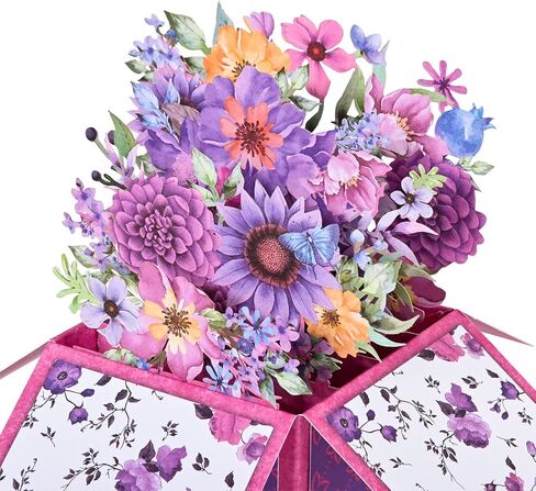 3D Flowers Pop Up Cards-Giiffu Pink Floral Greeting Cards for Mothers Day,Birthday Gift Card for Women, Paper Bouquet Card with Envelope, All Occasion Greeting Cards for Anniversary,Get Well,Thank You in Kuwait