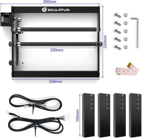 أسطوانة دوارة بالليزر من SCULPFUN، وحدة دوارة للمحور Y للنقش بالليزر، مرفق دوار بالليزر 360 درجة لنقش علب الأشياء الأسطوانية، متوافقة مع معظم آلات النقش بالليزر في السوق in Kuwait