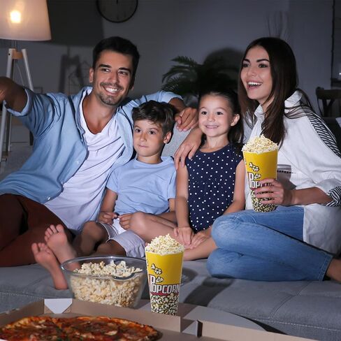 KORCCI Plastic Popcorn Containers 4Packs-Reusable Popcorn Bucket Retro Style for Movie Night, Classic Popcorn Bowl, 7.7"Tall x 4.4"Top Diameter,32oz in Kuwait