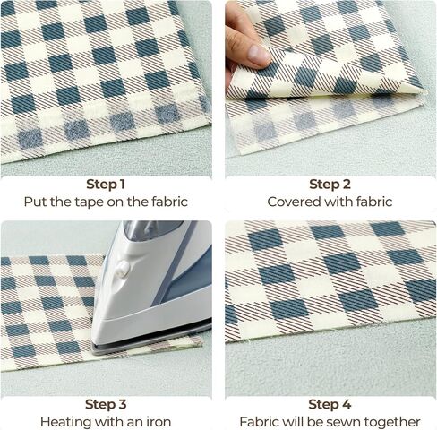 شريط Tymyp Hemming بدون خياطة، شريط حديد على التماس، شريط حاشية البنطال، شريط قماشي عالي التحمل، عرض 0.8 بوصة وطول 66/210 قدم، مثالي للستائر، أبيض (كرتان) in Saudi Arabia