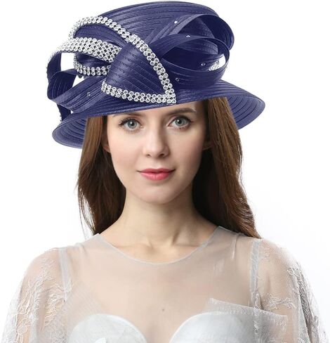 Women Gorgeous Rhinestone Tea Party Dress Bowler Cloche Bucket Derby Church Hat in Saudi Arabia