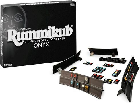 إصدار Rummikub Onyx - مجموعة متطورة مع بلاط Rummikub الأسود الفريد والأرقام المنقوشة ذات الألوان الزاهية من Pressman، متعدد الألوان in Kuwait