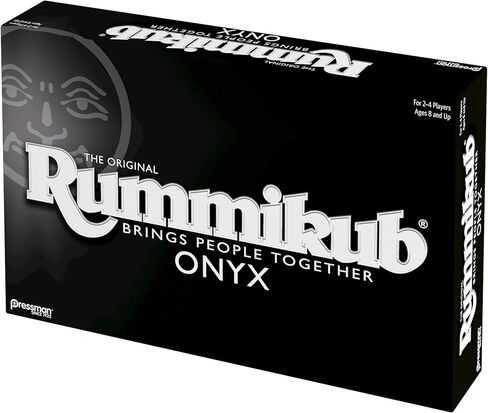 إصدار Rummikub Onyx - مجموعة متطورة مع بلاط Rummikub الأسود الفريد والأرقام المنقوشة ذات الألوان الزاهية من Pressman، متعدد الألوان in Kuwait