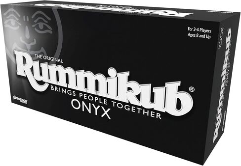 إصدار Rummikub Onyx - مجموعة متطورة مع بلاط Rummikub الأسود الفريد والأرقام المنقوشة ذات الألوان الزاهية من Pressman، متعدد الألوان in Kuwait