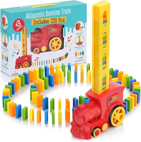 220 Dominoes Train Set boys girls birthday toy creative gifts for ages 3 4 5 6 7 8 9 10 montessori domino machine automatic rally setter auto block toys experience laying stacker game colorful tracks in Saudi Arabia