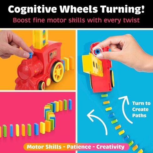 220 Dominoes Train Set boys girls birthday toy creative gifts for ages 3 4 5 6 7 8 9 10 montessori domino machine automatic rally setter auto block toys experience laying stacker game colorful tracks in Saudi Arabia