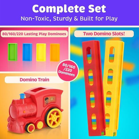 220 Dominoes Train Set boys girls birthday toy creative gifts for ages 3 4 5 6 7 8 9 10 montessori domino machine automatic rally setter auto block toys experience laying stacker game colorful tracks in Saudi Arabia