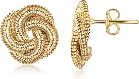 أقراط بارزيل بعقدة ملتوية مطلية بالذهب عيار 18 قيراط، أقراط بعقدة ملتوية مطلية بالذهب، طلاء عالي الجودة، خالية من الشوائب in Kuwait