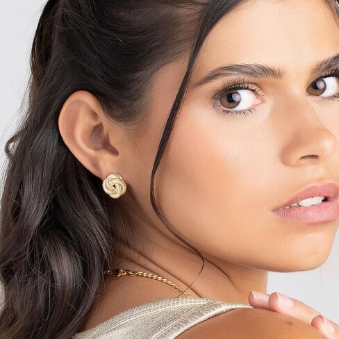 أقراط بارزيل بعقدة ملتوية مطلية بالذهب عيار 18 قيراط، أقراط بعقدة ملتوية مطلية بالذهب، طلاء عالي الجودة، خالية من الشوائب in Kuwait