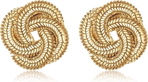 أقراط بارزيل بعقدة ملتوية مطلية بالذهب عيار 18 قيراط، أقراط بعقدة ملتوية مطلية بالذهب، طلاء عالي الجودة، خالية من الشوائب in Kuwait