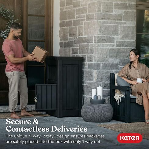 Keter Delivery Box for Porch with Lockable Secure Storage Compartment to Keep Packages Safe, One Size, Brown in Saudi Arabia