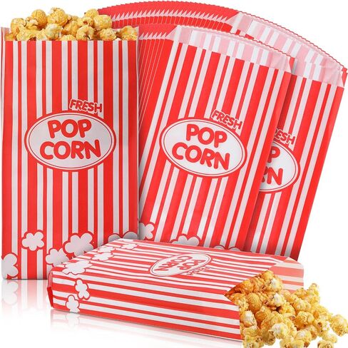 300 Pcs Popcorn Bags Grease Resistant Popcorn Bags Disposable Paper Popcorn Container for Christmas Thanksgiving Movie Theme Party Carnivals Popcorn Maker, Red and White Stripes (1 Oz) in Saudi Arabia
