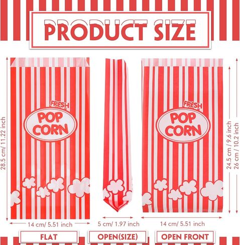 300 Pcs Popcorn Bags Grease Resistant Popcorn Bags Disposable Paper Popcorn Container for Christmas Thanksgiving Movie Theme Party Carnivals Popcorn Maker, Red and White Stripes (1 Oz) in Saudi Arabia
