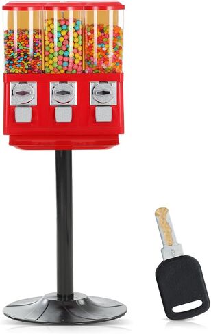 Commercial Vending Machine for Business - Triple Candy Machine Dispenser Using Quarters - Gumball Machine with Stand for Sale and Home Use for Gumballs Toys Capsules (RED) in Saudi Arabia