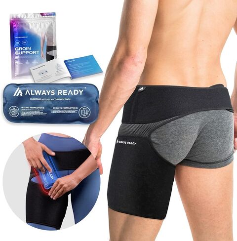 Always Ready Hip Brace for Sciatica Pain Relief with Hot & Cold Gel Pack, SI Belt/Sacroiliac Belt for Hip Pain, Adjustable Compression Wrap for Groin, Thigh, Leg & Hamstring, Men & Women (XS-S) in Saudi Arabia