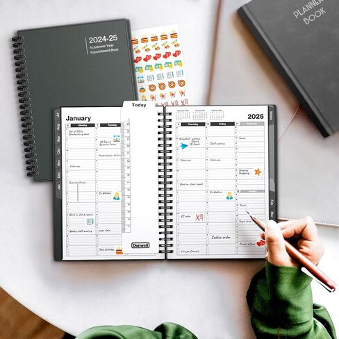 كتاب تعيين Dunwell 2024-2025، 6x8 "كتاب جدول زمني ملون بالساعة، يوليو 2024-يونيو 2025، كتاب جدولة المخطط اليومي مع فتحات الوقت، مخطط كل ساعة تقويم كتاب مناسب للمواعيد الأسبوعية in Kuwait