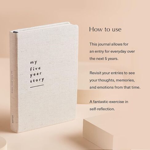 Mål Paper Five Year Journal - Cotton Hardback | Daily Dated Notebook for Mindfulness, Recovery & Positive Thinking Tool | Life Planner Log Book | Hand Finished, Unique Gifts for Men & Women in Saudi Arabia