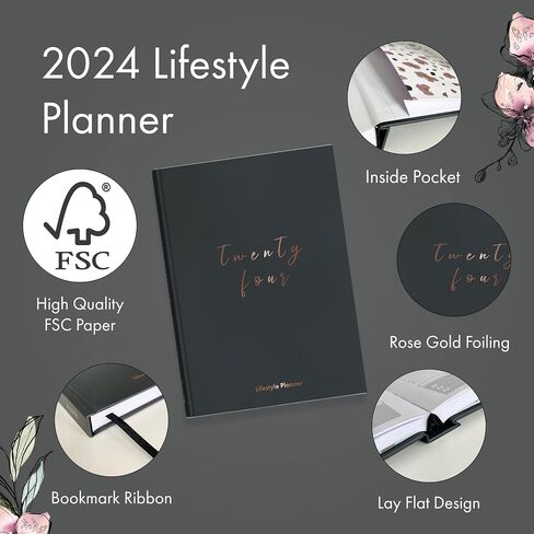 Perfect Planner Company - 2024 Lifestyle Planner - A5 Hardcover Organiser - Personal Development - Goal Setting - Habits and Routines - 100gsm FSC Paper, Midnight in Saudi Arabia
